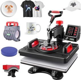 img 4 attached to 🎁 Digital 5-in-1 Combo Heat Press Machine with 360-Degree Swing, Multifunctional 12x15 Inch Transfer Press for T-Shirts, Mugs, Hats, Plates, and Caps