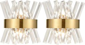 img 4 attached to 🌟 AXILAND Mid-Century Modern Brass Wall Sconce Set with Glass Rods - 2-Light Contemporary Lighting