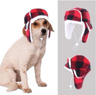 🎅 classic plaid stock show pet trapper hat for christmas holiday festival costume, cat and dog old-fashioned hat logo