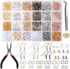 img 4 attached to 🔗 Hicdaw 2500Pcs Earring Hooks DIY Kit for Jewelry Making with Jump Rings, Earring Backs, Pliers, Tweezers, and Jump Ring Opener - Perfect for Jewelry Making and Earring Repair