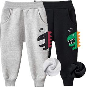 img 4 attached to HILEELANG Kids Boy Girl Pants Jogger Drawstring 2-Pack: Chino Cargo Pant Cotton Casual Fleece Sweatpants