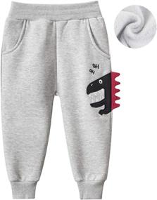 img 1 attached to HILEELANG Kids Boy Girl Pants Jogger Drawstring 2-Pack: Chino Cargo Pant Cotton Casual Fleece Sweatpants