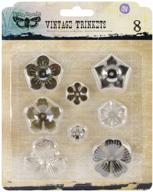 🌼 prima marketing sunrise sunset mechanicals metal vintage trinkets: mini flowers, 8/pack - beautifully detailed assorted vintage miniatures for crafts and decor logo