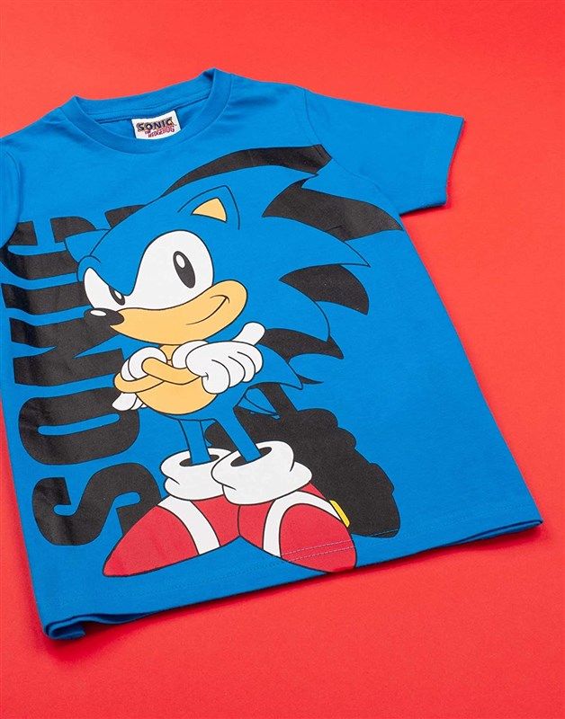 Sonic The Hedgehog Sonic Character Art Boy's Royal Blue T-shirt-Medium 