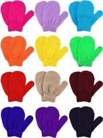 img 4 attached to 🧤 Boao 12 Pairs Stretch Knitted Full Finger Mittens Winter Warm Magic Gloves for Kids Supplies