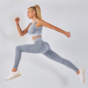 img 2 attached to 🐍 YEOREO Seamless 2 Piece Yoga Outfit for Women: High Waist Snake Print Leggings with Sport Bra Set - Perfect Workout Gym Attire