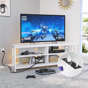 img 4 attached to 📺 Unikito Corner TV Stand: Modern Corner Entertainment Center with Storage & Power Outlet – White, Fits 55'' TV