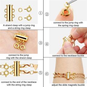 img 2 attached to 8 Set 4 Sizes Slide Tube Lock Necklace Spacer Clasp: Magnetic Connectors for Jewelry, 64 Pieces (Gold, Silver)