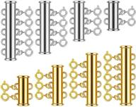 8 set 4 sizes slide tube lock necklace spacer clasp: magnetic connectors for jewelry, 64 pieces (gold, silver) logo