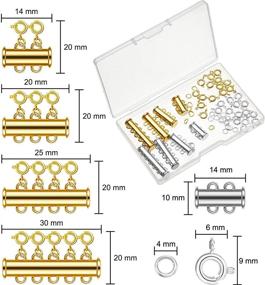 img 3 attached to 8 Set 4 Sizes Slide Tube Lock Necklace Spacer Clasp: Magnetic Connectors for Jewelry, 64 Pieces (Gold, Silver)