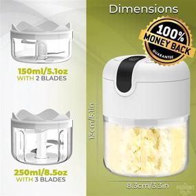 img 3 attached to 🧄 Pudhoms Electric Mini Garlic Chopper: Wireless, Waterproof, USB Charging – Compact Food Processor for Onion, Ginger, Vegetable, Meat, Nuts – 150+250 ml Bowl