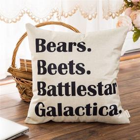 img 1 attached to 🍎 Fahrendom Bears, Beets, Battlestar Galactica, The Office Quote Sign Decor: Stylish Throw Pillow Case for TV Series Lovers - 18x18 Inch Cotton Linen Cushion Cover