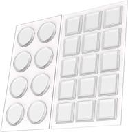 combo pack of 1 inch clear adhesive bumpers (square and circle) - made in usa - set of 23 transparent glass protective pads for glass table top, furniture feet, picture frames - self stick rubber pads logo