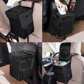 img 3 attached to Premium Car Trash Can: Lid, Pockets, Waterproof Design - 100% Leak-Proof Automotive Garbage Can for Versatile Use