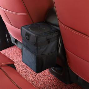 img 4 attached to Premium Car Trash Can: Lid, Pockets, Waterproof Design - 100% Leak-Proof Automotive Garbage Can for Versatile Use