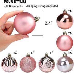 img 3 attached to 🎄 Shimmering 2.4" Rose Gold Christmas Balls Ornaments - Set of 36 shatterproof decorations with glitter, perfect for Xmas tree and festive party decor!