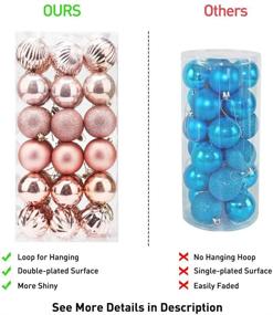 img 1 attached to 🎄 Shimmering 2.4" Rose Gold Christmas Balls Ornaments - Set of 36 shatterproof decorations with glitter, perfect for Xmas tree and festive party decor!