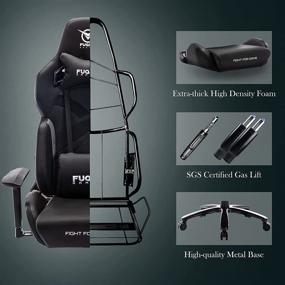 img 1 attached to 🎮 Fuqido Big and Tall Gaming Chair: Comfortable PC Racing E-Sports Computer Chair with Adjustable Armrests, Headrest, Lumbar Support, and Swivel Function (Grey-up)