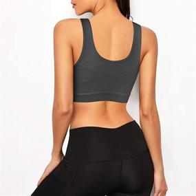 img 2 attached to 👙 Rolewpy Front Closure Sport Bras: Wirefree Zipper Cross Back Support Tops for Women - Full Coverage, No Padding