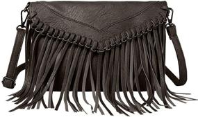 img 4 attached to 👜 Stylish Women's Fringe Tassel Cross Body Bag: LUI SUI Vintage PU Leather Hobo Handbag