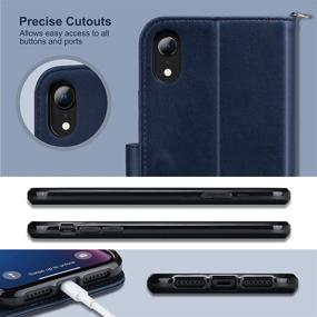 img 3 attached to 📱 ULAK iPhone XR Wallet Case - Premium Flip Folio PU Leather Cover with Card Holders, Kickstand, Hand Strap - Shockproof Protective Case for iPhone XR 6.1 inch (Blue)