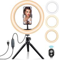 10.2-inch selfie ring light: adjustable tripod stand, phone holder, dimmable desk makeup ring light with 3 light modes & 10 brightness levels - ideal for youtube, video, photography, vlog, live streaming logo