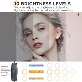 img 2 attached to 10.2-Inch Selfie Ring Light: Adjustable Tripod Stand, Phone Holder, Dimmable Desk Makeup Ring Light with 3 Light Modes & 10 Brightness Levels - Ideal for YouTube, Video, Photography, Vlog, Live Streaming