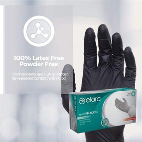 img 1 attached to 🧤 Elara FNE303BK EverfitBLACK3G Nitrile Disposable Gloves, 3 mil, Black, Powder Free, Food Safe, Non-Latex, Large Size, 100 Count Box – Model FNE303BK-100