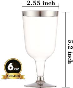 img 3 attached to 🍷 N9R 30 Pack Plastic Wine Glasses with Silver Rim, 6 Oz Plastic Wine Glasses with Stem, Disposable Wine Cups Reusable - Perfect for Parties, Weddings, and Birthdays