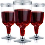 🍷 n9r 30 pack plastic wine glasses with silver rim, 6 oz plastic wine glasses with stem, disposable wine cups reusable - perfect for parties, weddings, and birthdays logo