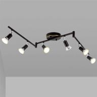 🔦 black led 6 light track light kit - 6 way ceiling track lighting with cri≥90, flexibly rotatable light head - exhibition led track light set, includes 6x led gu10 bulbs (5w, 2700k, 510lm) логотип