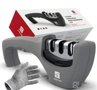 img 1 attached to 🔪 Enhance Your Kitchen Skills with the 4-in-1 Kitchen Knife Accessories Set: Repair, Restore, and Polish Blades with the 3-Stage Knife Sharpener, Plus a Cut-Resistant Glove (Black) review by Morgan Gilmore