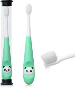 img 4 attached to 🦷 Kiuimi Extra Soft Toothbrush for Kids | Non-Irritating 10,000 Bristles Manual Toothbrush with Protective Case | Toddler BPA-Free Nano Toothbrush | Ideal for Sensitive Gums | Green