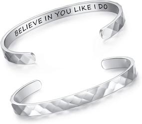 img 4 attached to 🌟 Inspirational Cuff Bracelet Bangle - SAM & LORI, Keep Going Motivational Mantra Quote, Stainless Steel Engraved Best Friend Sister Gift for Women and Teen Girls with Hidden Message