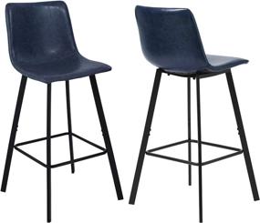 img 4 attached to 💙 GREATUNE Modern Faux Leather Bar Stools, 30 inch Counter Bar Stools with Backs Set of 2, Industrial Armless Bar Height Stools, Pub Kitchen Stools Chairs, 350 lbs Capacity, Dark Blue - Stylish and Durable Seating Solution for Contemporary Spaces