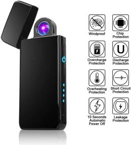 img 3 attached to 🔥 USB Arc Lighter Rechargeable – Windproof & Flameless Plasma Electric Lighter, Portable Fingerprint Design, Perfect for Candles, Cigarettes, and Papers (Black)