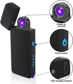 img 1 attached to 🔥 USB Arc Lighter Rechargeable – Windproof & Flameless Plasma Electric Lighter, Portable Fingerprint Design, Perfect for Candles, Cigarettes, and Papers (Black)