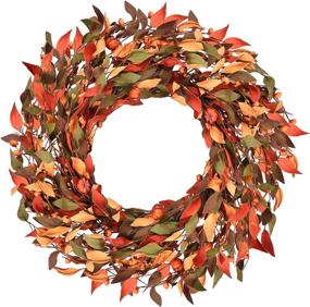 img 4 attached to 🍂 Fall Berry Wreath with Pumpkins, Mini Pumpkins, Leaves, and Berries - Shiny Flower Fall Leaf Pumpkin Wreath for Thanksgiving, Christmas, Festival Party - Ideal Door, Window, Wall Home Decor - The Wreath Depot