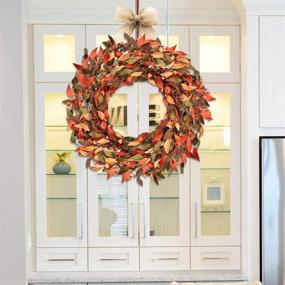 img 3 attached to 🍂 Fall Berry Wreath with Pumpkins, Mini Pumpkins, Leaves, and Berries - Shiny Flower Fall Leaf Pumpkin Wreath for Thanksgiving, Christmas, Festival Party - Ideal Door, Window, Wall Home Decor - The Wreath Depot