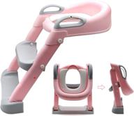httmt- classic potty training toilet ladder seat with upgraded cushion step stool ladder toilet chair/toilet trainer for baby toddler kids children in pink [p/n: et-baby002-pink-c] logo