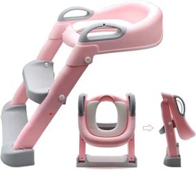 img 4 attached to HTTMT- Classic Potty Training Toilet Ladder Seat With Upgraded Cushion Step Stool Ladder Toilet Chair/Toilet Trainer For Baby Toddler Kids Children In Pink [P/N: ET-BABY002-PINK-C]