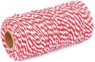 yzsfirm 2 roll 2mm twine string, big red and white cotton rope for garden, gift wrapping, and diy crafts - bakers twine packing cord (656 feet) logo