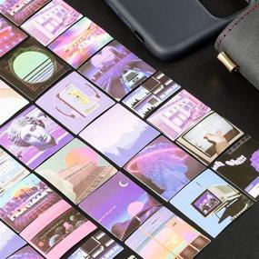 img 2 attached to 📒 OIIKI 230PCS Washi Paper Stickers: Mini Size Purple Vaporwave Style Stickers, Perfect for Laptop, Planners, Scrapbooks, Cups, Diaries, Notebooks, Albums, and Phone Cases
