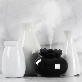 img 3 attached to 🏵️ SIXKIWI Ceramic Humidifiers: A Stylish Lotus Personal Cool Mist Humidifier for Bedrooms & Offices (Black, Without LED Light)