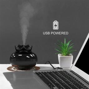 img 2 attached to 🏵️ SIXKIWI Ceramic Humidifiers: A Stylish Lotus Personal Cool Mist Humidifier for Bedrooms & Offices (Black, Without LED Light)