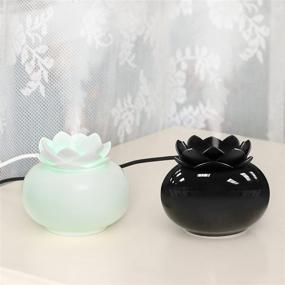 img 1 attached to 🏵️ SIXKIWI Ceramic Humidifiers: A Stylish Lotus Personal Cool Mist Humidifier for Bedrooms & Offices (Black, Without LED Light)