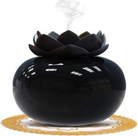 img 4 attached to 🏵️ SIXKIWI Ceramic Humidifiers: A Stylish Lotus Personal Cool Mist Humidifier for Bedrooms & Offices (Black, Without LED Light)