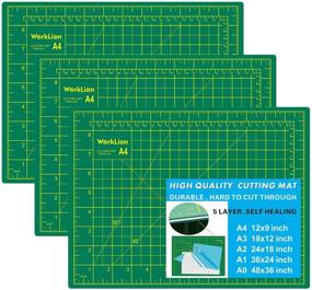img 4 attached to 🔪 Рабочая лев Full 9x12 художественный самовосстанавливающийся ПВХ режущий коврик - 3 штуки: ремесло, ткань, стегание, шитье, скрапбукинг проект