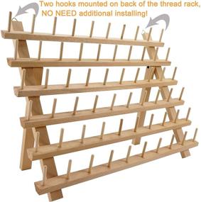 img 3 attached to 60-Spool Wooden Thread Rack with Hanging Hooks - Organizing & Holder Stand for Embroidery, Quilting, and Sewing Threads by New brothread