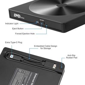 img 1 attached to 📀 Haiway External CD DVD Drive USB 3.0 Type-C Portable Burner with Protective Storage Carrying Case Bag for Windows Linux Mac Laptop Desktop, MacBook Pro/Air, iMac – CD/DVD ROM Drive Rewriter